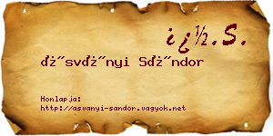 Ásványi Sándor névjegykártya
